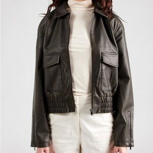 NWT Noisy May “Leather” Bomber Jacket